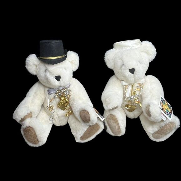 Vermont Teddy Bear Other - Vermont Teddy Bear Co. Jointed Anniversary Bears 1994 Plush Bride Groom Pair 16"